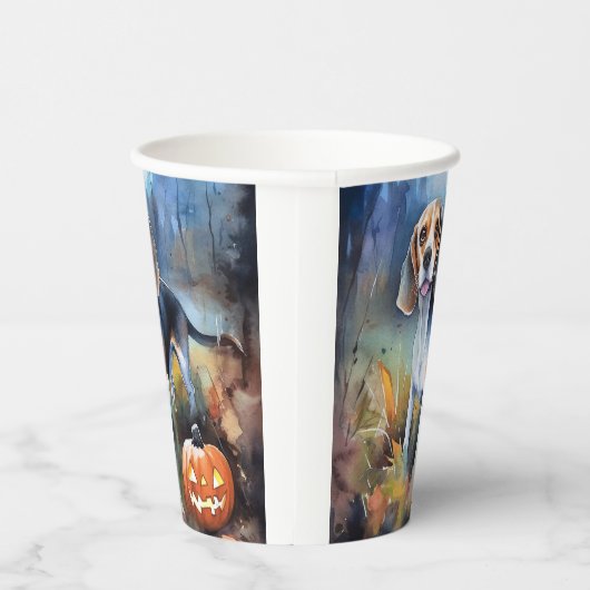 Halloween Beagle met pompoenen eng Papieren Bekers (Rechts)