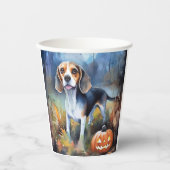 Halloween Beagle met pompoenen eng Papieren Bekers (Voorkant)