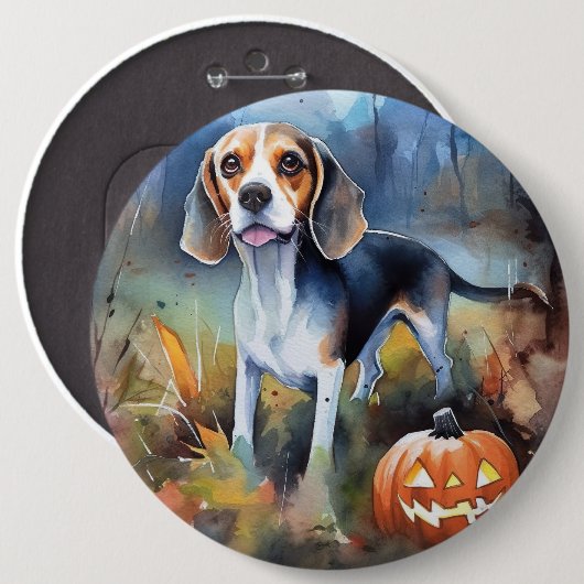 Halloween Beagle met pompoenen eng Ronde Button 6,0 Cm (Voorkant /achterkant)