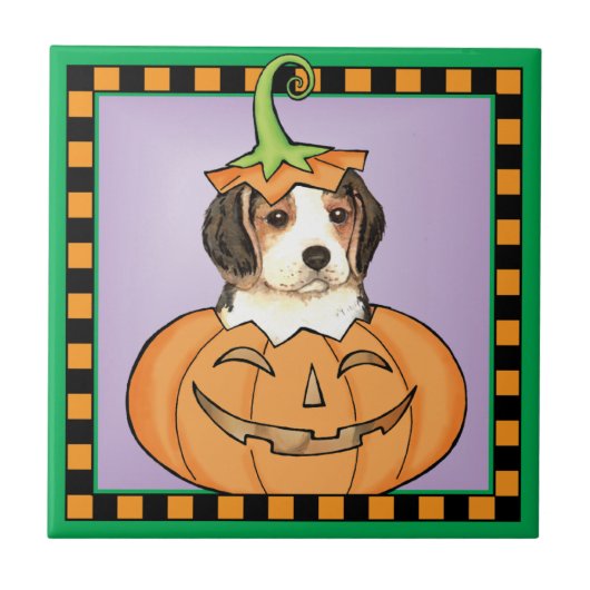 Halloween Beagle Tegeltje (Voorkant)