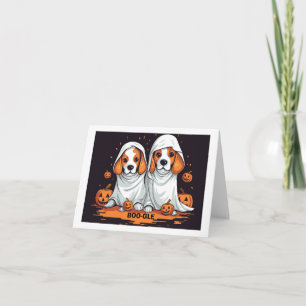 Halloween Beagles in Grappige Ghost Kostuum Kaart