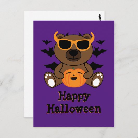 Halloween beer pomkin Koel schattig Paars Briefkaart (Voorkant / Achterkant)