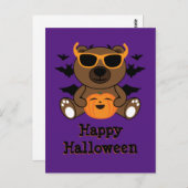Halloween beer pompoen Cool schattig Paars Briefkaart (Voorkant / Achterkant)