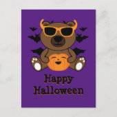 Halloween beer pompoen Cool schattig Paars Briefkaart (Voorkant)