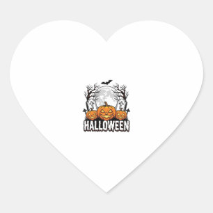 Halloween Begraafplaats Pompoen Vintage Gravure On Hart Sticker
