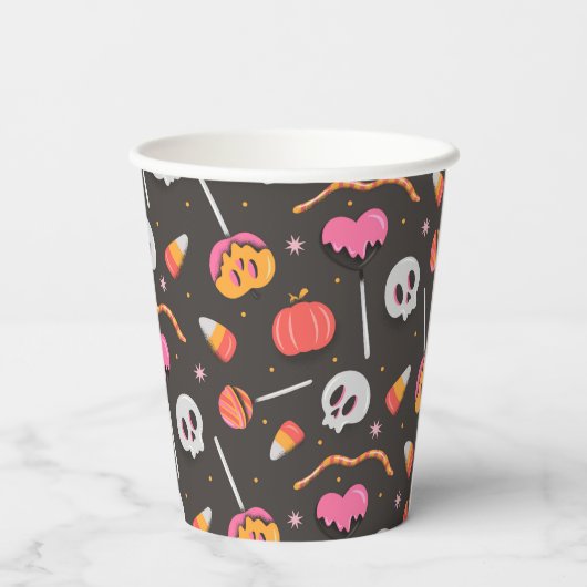 Halloween-behandelingen Papieren Bekers (Achterkant)