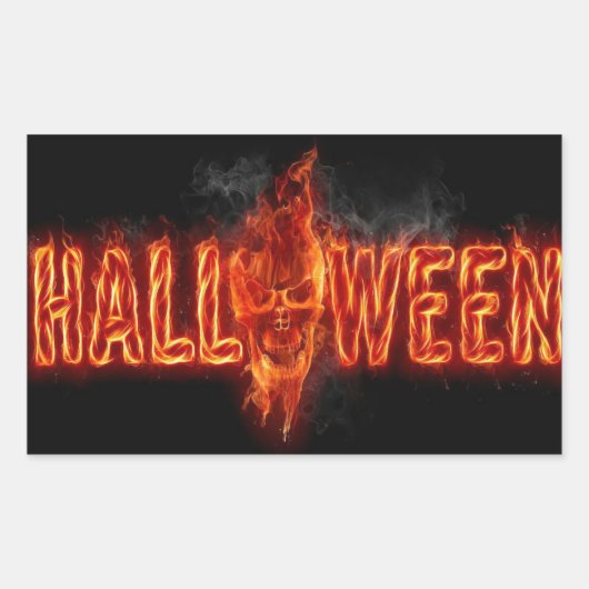 Halloween belettering rechthoekige sticker (Voorkant)