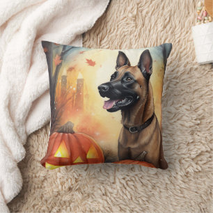 Halloween Belgium Malinoi met pompoenen eng Kussen