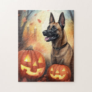 Halloween Belgium Malinoi met pompoenen eng Legpuzzel