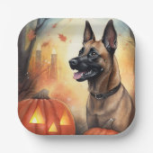 Halloween Belgium Malinoi met pompoenen eng Papieren Bordje (Voorkant)