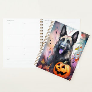 Halloween Belgium Shepherd met pompoenen eng Planner