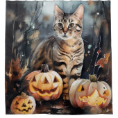 Halloween Bengaal Cat met pompoenen eng Douchegordijn (Voorkant)