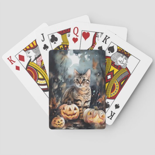Halloween Bengaal Cat met pompoenen eng Pokerkaarten (Achterkant)