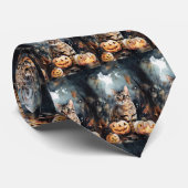 Halloween Bengaal Cat met pompoenen eng Stropdas (Opgerold)