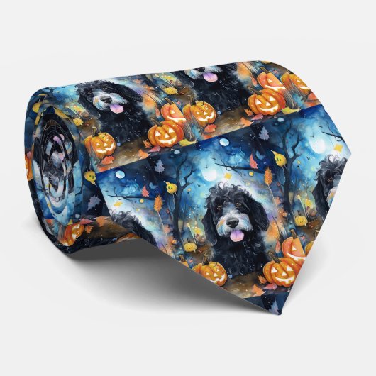 Halloween Bernedole met pompoenen eng Stropdas (Opgerold)