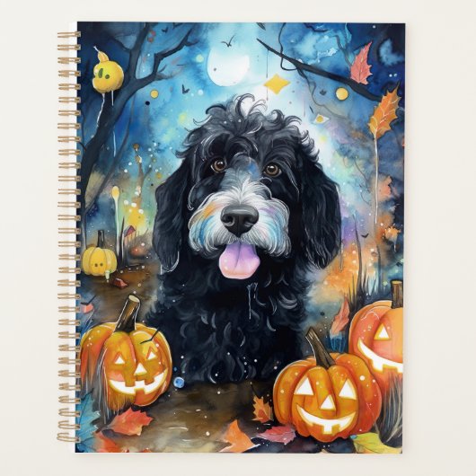 Halloween Bernedoodle Avec La Peur Citrouille (Devant)