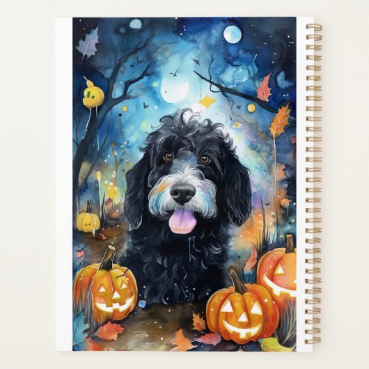 Halloween Bernedoodle Avec La Peur Citrouille (Dos)