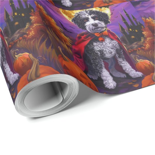Halloween Bernedoodle Dog Pumpkins eng Cadeaupapier (Rol Hoek)