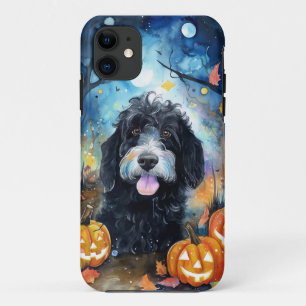 Halloween Bernedoodle Met Pompoenen Eng iPhone 11 Hoesje