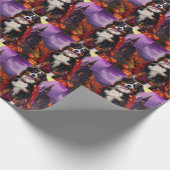 Halloween Berner Mountain Dog Pumpkins eng Cadeaupapier (Hoek)