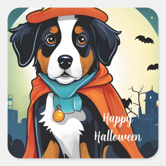 Halloween Berner Mountain Dog Puppy Sticker (Voorkant)