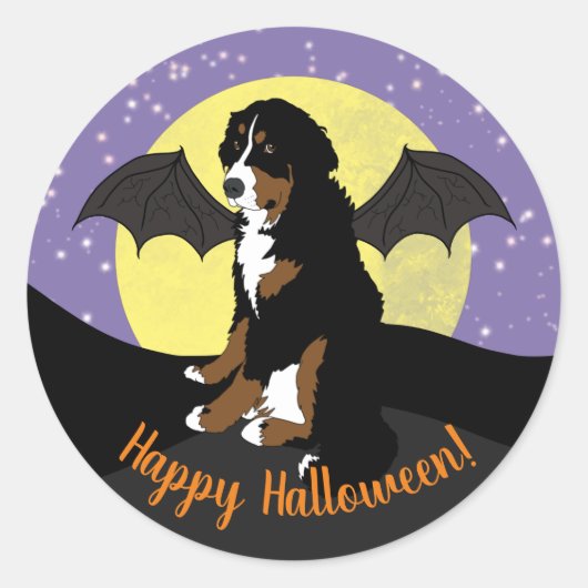 Halloween Bernese Mountain Dog Ronde Sticker (Voorkant)