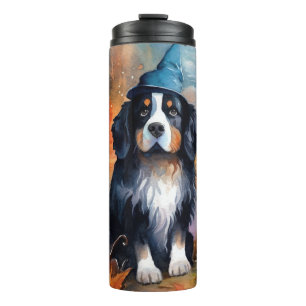 Halloween Bernese Mountain met pompoenen Scary Thermosbeker