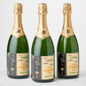 Halloween Best Brew & Gold Glitter Skulls Sparkling Wijnetiket (Flessen)