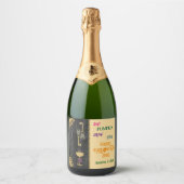 Halloween Best Brew & Gold Glitter Skulls Sparkling Wijnetiket (Voorkant)