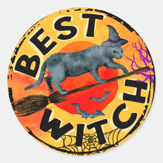 Halloween Best Witch Ronde Sticker (Voorkant)