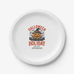 Halloween Beste Feestdag Vintage Pompoen Shirt Ont Papieren Bordje