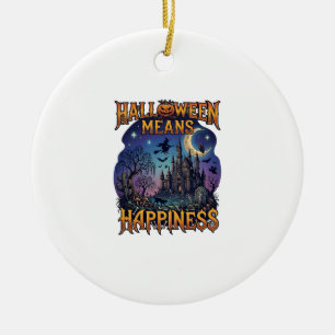 Halloween Betekent Geluk Geheime Kasteel Heks Koe Keramisch Ornament