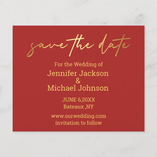 Halloween Bewaar de datum Gouden Handschriftkaart (Achterkant)