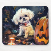 Halloween Bichon Frise met pompoenen eng Muismat (Voorkant)