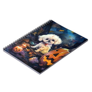 Halloween Bichon Frise Met Pompoenen Eng Notitieboek