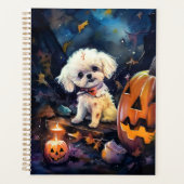 Halloween Bichon Frise met pompoenen eng Planner (Voorkant)