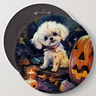 Halloween Bichon Frise met pompoenen eng Ronde Button 6,0 Cm