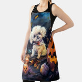 Halloween Bichon Frise met pompoenen eng Schort (Insitu)