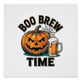 Halloween Bier Shirt Vintage Pompoen Party Tee_1 Perfect Poster