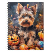 Halloween Biewer Terrier met pompoenen eng Notitieboek (Voorkant)