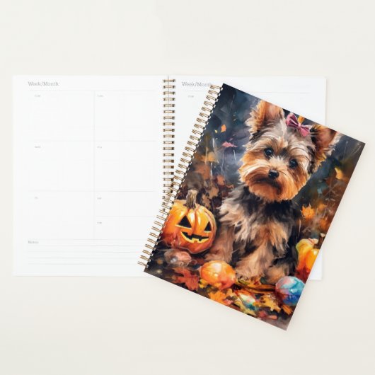 Halloween Biewer Terrier met pompoenen eng Planner (Display)