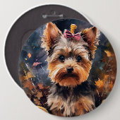 Halloween Biewer Terrier met pompoenen eng Ronde Button 6,0 Cm (Voorkant /achterkant)