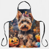 Halloween Biewer Terrier met pompoenen eng Schort (Voorkant)