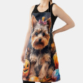 Halloween Biewer Terrier met pompoenen eng Schort (Insitu)