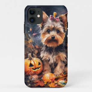 Halloween Biewer Terrier Met Pompoenen Griezelen iPhone 11 Hoesje