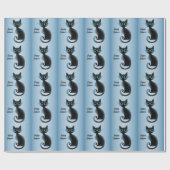 Halloween Big Eyes Black Blue Evil Cat Cadeaupapier (Vlak)