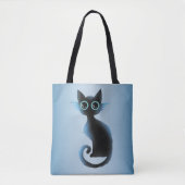 Halloween Big Eyes Black Blue Evil Cat Draagtas (Voorkant)