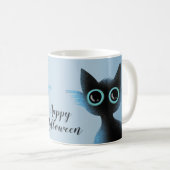Halloween Big Eyes Black Blue Evil Cat Koffiemok (Voorkant rechts)