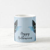 Halloween Big Eyes Black Blue Evil Cat Koffiemok (Center)