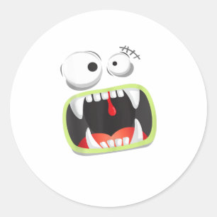 Halloween Big Monster Face Funny Ronde Sticker